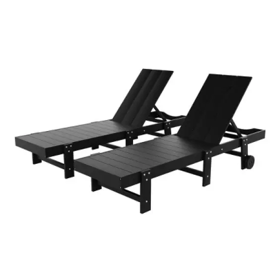 WestinTrends Ashore Modern Poly Reclining Chaise Lounge With Wheels (Set of 2pcs) image {2}
