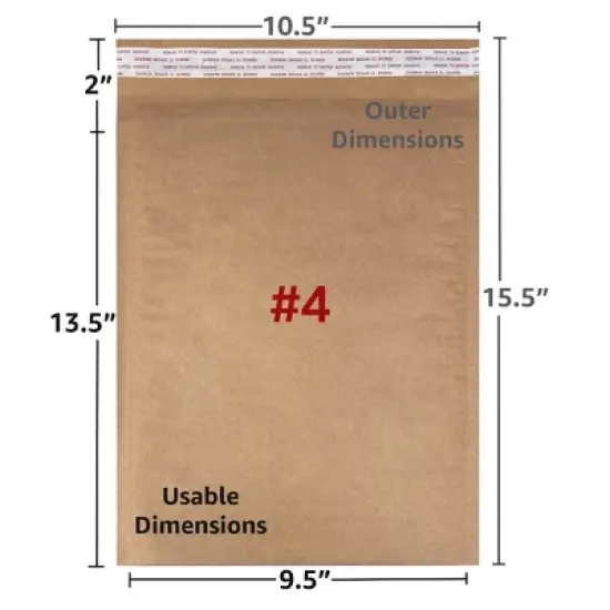 UOFFICE Dark Brown Kraft Bubble Mailer (100 count, #4 - 9.5" X 13.5") image {4}