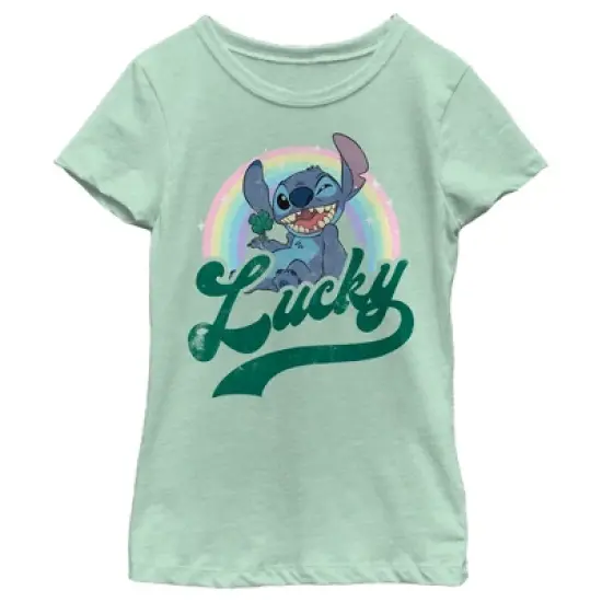 Girl's Lilo & Stitch Distressed Lucky Wink T-Shirt image {3}