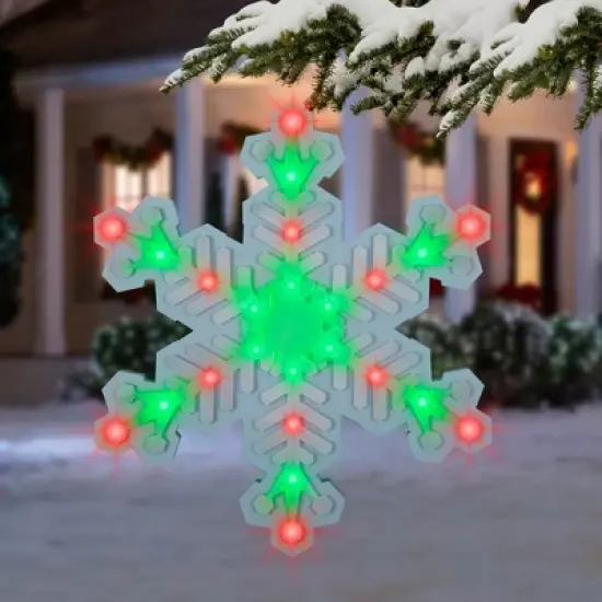 Gemmy Orchestra of Light 24 LED Multi-function Multicolor 18-in Hanging Snowflake image {1}