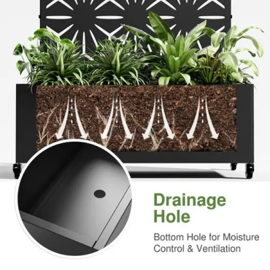PexFix 72 in. x 47 in. Outdoor Metal Trellis with Planter Box in Star Pattern in Black image {7}