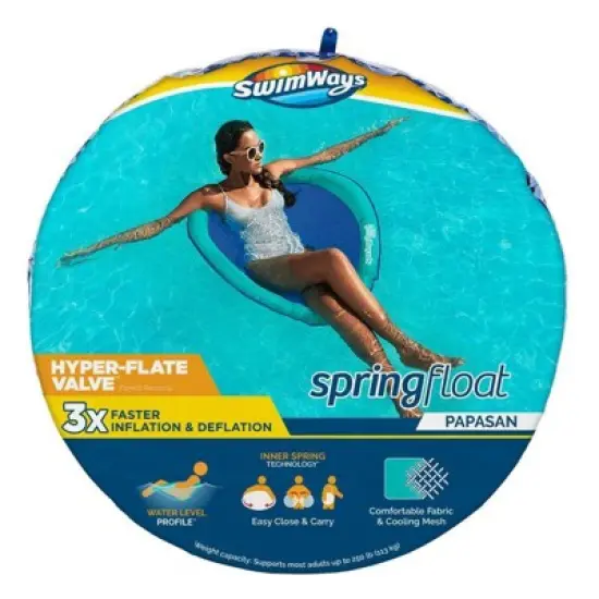 SwimWays Spring Float Papasan Pool Lounger with Hyper-Flate Valve - Blue image {9}