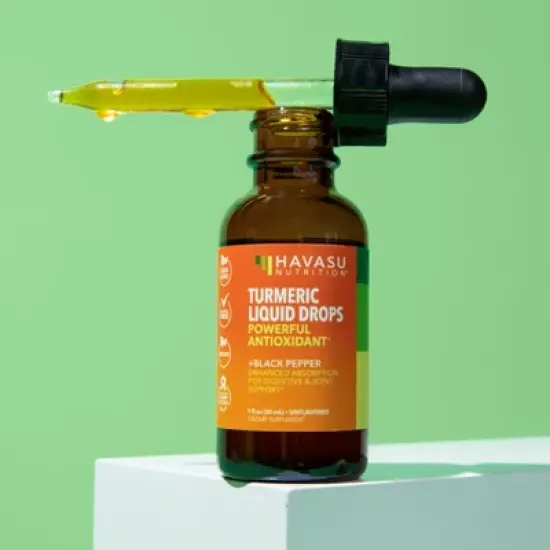 Organic Turmeric Liquid Drops, Liquid Turmeric 1000mg Enhanced Absorption for Digestive & Joint Support, Unflavored, Havasu Nutrition, 1 fl oz image {2}