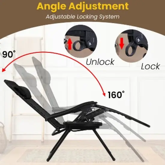 BeatMassage Zero Gravity Chair Foldable Patio Chair Lounge Patio Chaise with Cup Holder image {4}
