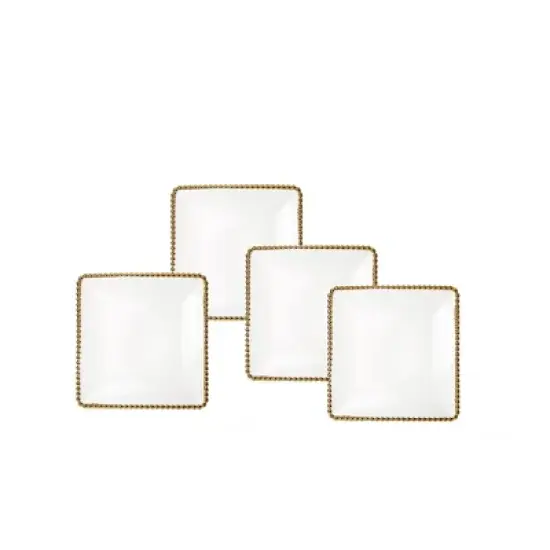 Classic Touch Porcelain White Plates with Gold Beaded Design image {1}