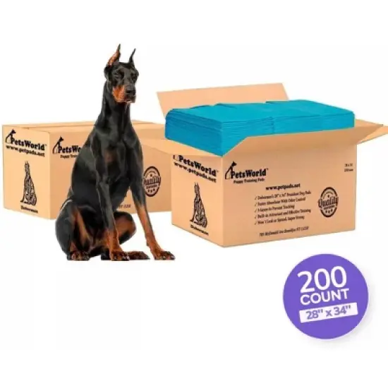 PetsWorld Economy Value (28x34 inch) Puppy Training & Potty Pads 200 Count image {4}