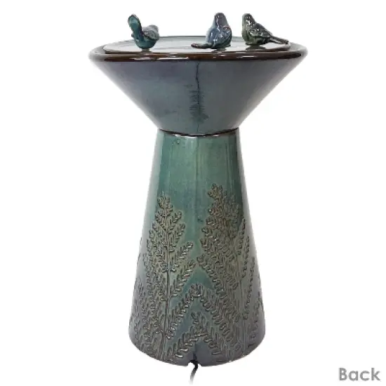 Sunnydaze Gathering Birds Ceramic Outdoor Fountain with LED Lights image {7}