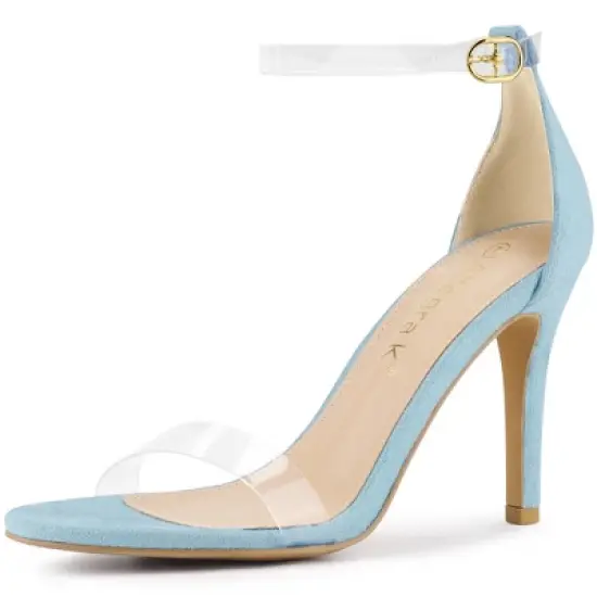 Allegra K Women's Open Toe Clear Ankle Strap Stiletto Heel Sandals image {9}