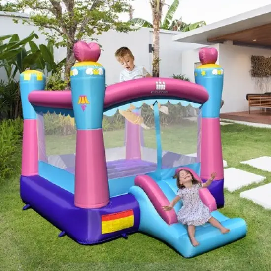 Costway Inflatable Bounce House 3-in-1 Princess Theme Inflatable Castle without Blower image {9}