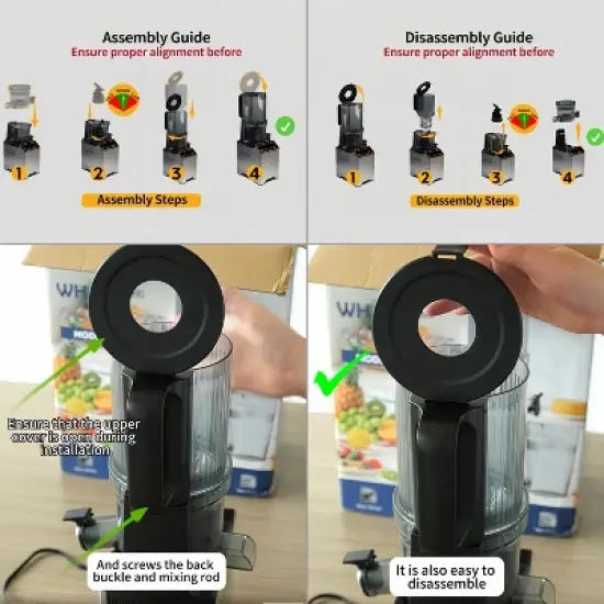 WhallPro Cold Press Juicer Machine with Touchscreen, Slow Masticating Machines with 3" Extra Large Feed Chute, Reverse Function, Soft & Hard Models image {2}