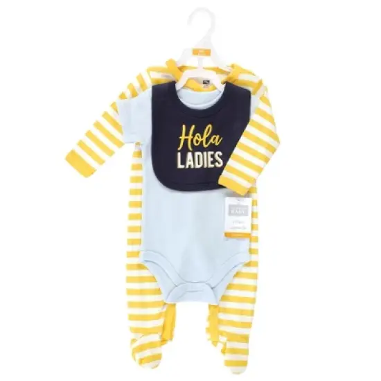 Hudson Baby Infant Boy Cotton Sleep and Play, Bodysuit and Bandana Bib Set, Hola Ladies image {1}