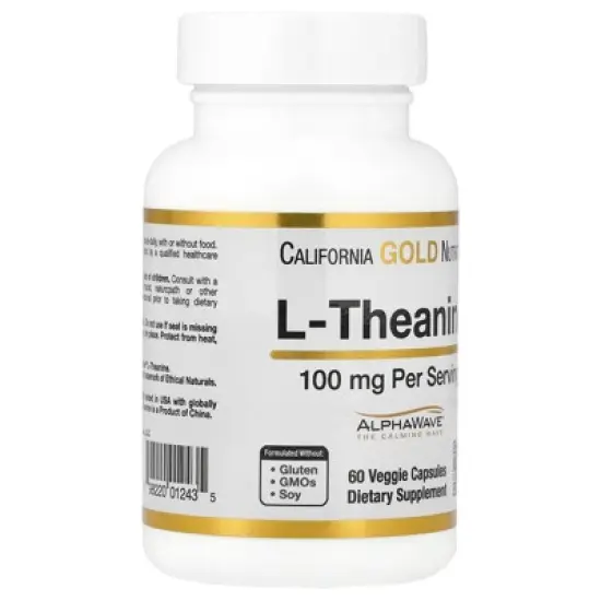 California Gold Nutrition L-Theanine, Featuring AlphaWave&reg;, 100 mg, 60 Veggie Capsules image {4}