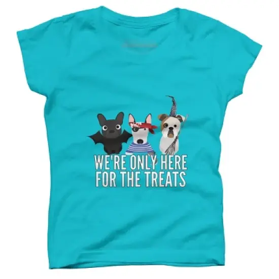 Girl's Design By Humans Dog Halloween - We're Only Here For The Treats By PedigreePrints T-Shirt image {4}