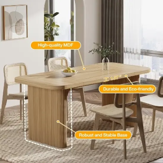 Tribesigns 62" Executive Desk, Large Office Computer Desk with Double Pedestal, Modern Simple Rectangle Writing Table for Home Office image {7}