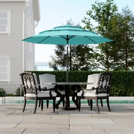 Outdoor 3 Tier Vented Large Market Table Umbrella, 9FT Patio 3 Tier Umbrella Canopy, Heavy Duty Patio Umbrellas 3 Tiers, 8 Ribs, Hand Crank image {11}