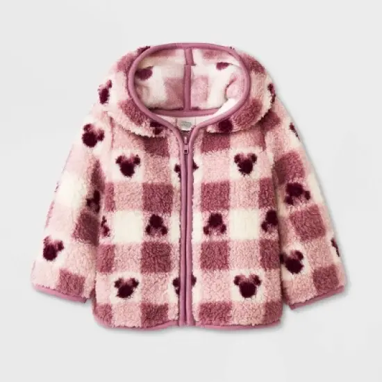 Baby Girls' Disney Mickey Mouse & Friends Printed Zip-Up Sweatshirt - White/Purple image {3}