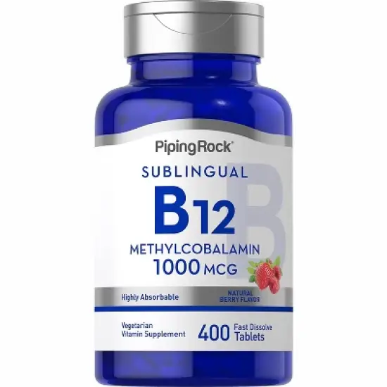 Piping Rock Vitamin B12 Sublingual | 1000 mcg | 400 Fast Dissolve Tablets image {3}