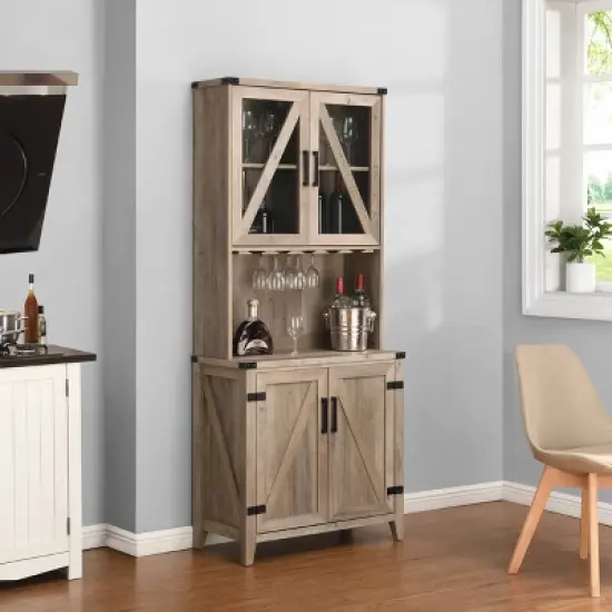 Wall Bar Cabinet with Glass Doors - Home Source image {1}