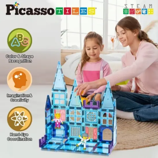 PICASSO-TILES Magnetic Tiles for Kids, 72PCS Ice Castle Theme, Construction STEM Building Blocks Educational Toy image {4}