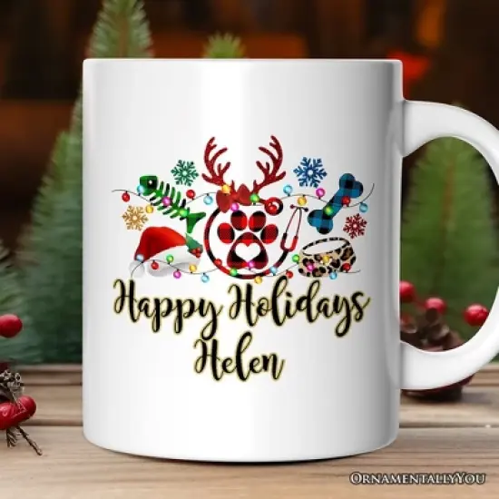 Pet Themed Buffalo Plaid Veterinarian Christmas Mug, Animal Owner Gift (Non-Custom Only)| OrnamentallyYou image {4}