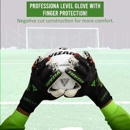 Vizari Junilla F.P. Soccer GK Goalkeeper Gloves with Finger Protection for Adults and Teens | Professional Level image {3}