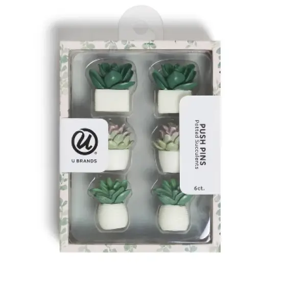 U Brands 6ct Potted Succulent Push Pins image {5}