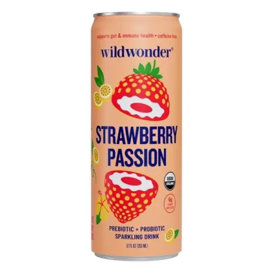 wildwonder Strawberry Passion Organic Prebiotic + Probiotic Sparkling Drink - 12 fl oz image {7}