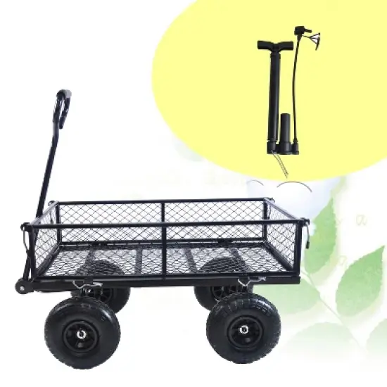 UBSSO Heavy-Duty Steel Mesh Garden Cart, All-Terrain Utility Wagon for Hauling, TC1840BKG image {15}