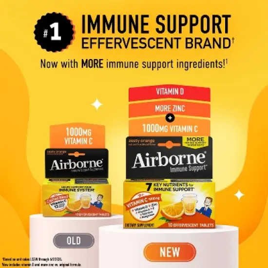 Airborne Immune Support Supplement Dissolving Tablets - Zesty Orange image {1}