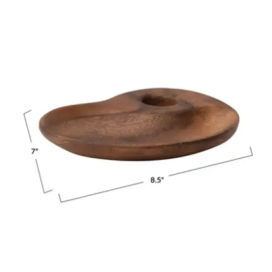 Storied Home Acacia Wood Tray with Handle, Natural image {1}