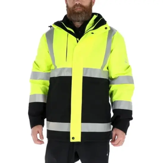 RefrigiWear Men's HiVis 3-in-1 Insulated Rainwear Systems Jacket - ANSI Class 2 image {7}