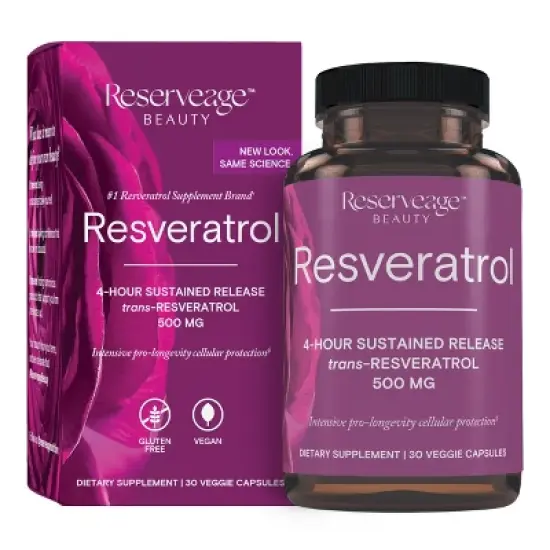 Reserveage Beauty, Resveratrol 500 mg, Antioxidant Supplement for Heart and Cellular Health, Supports Healthy Aging, Paleo, Keto image {9}