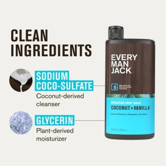 Every Man Jack Body Wash - Coconut + Vanilla - 16.9 fl oz image {5}