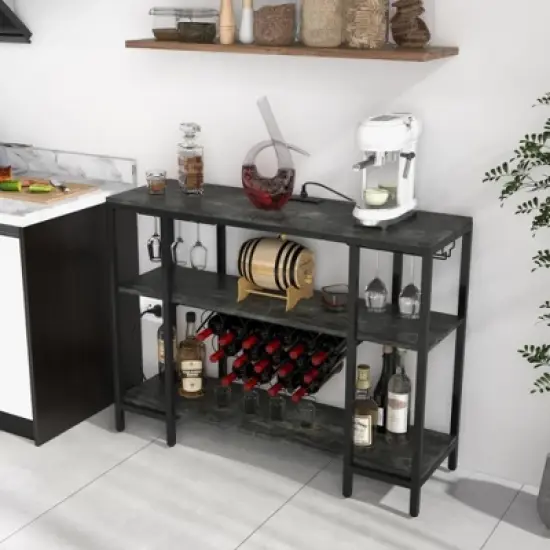 MOEPISY Industrial Wine Rack with Storage Shelves Gray image {1}