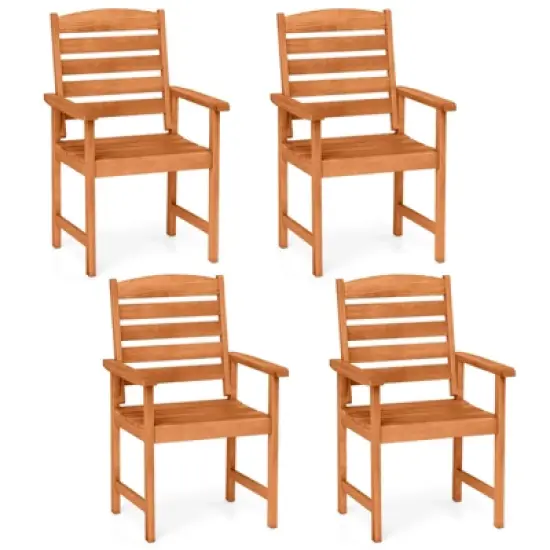 Costway Patio Chairs Set of 2/4 with Inclined Backrests and Slatted Seats for Deck image {11}