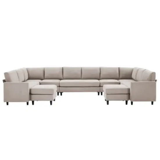 Hyleory Spacious 12-Seater U-Shaped Modular Sofa with Ottomans,Relaxed Style, Reconfigurable Design image {18}