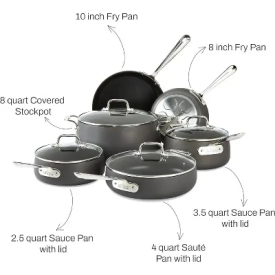 All-Clad HA1 Hard Anodized Nonstick Cookware Set 10 Piece image {2}