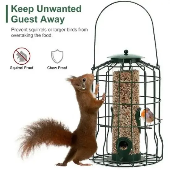 Outdoor Wild Bird Feeder Squirrel-Proof Chew-Proof Metal Hanging Seed Feeder with 4 Feeding Ports for Small Songbirds image {2}