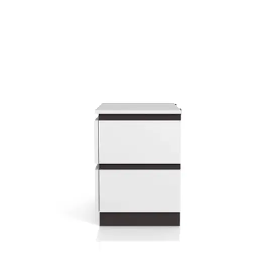 3pc Queen Pape Modern Bed with 2 Nightstands White/Metallic Gray - miBasics: Contemporary Furniture Set image {9}