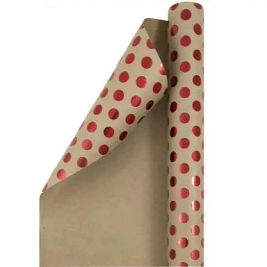 JAM Paper & Envelope 2ct Foil Dotted Gift Wrap Rolls Green/Red image {2}