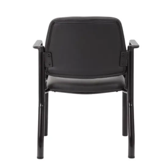 300lbs Guest Chair Antimicrobial Black - Boss Office Products: Sturdy Mid Back, Metal Frame, Easy Clean image {4}