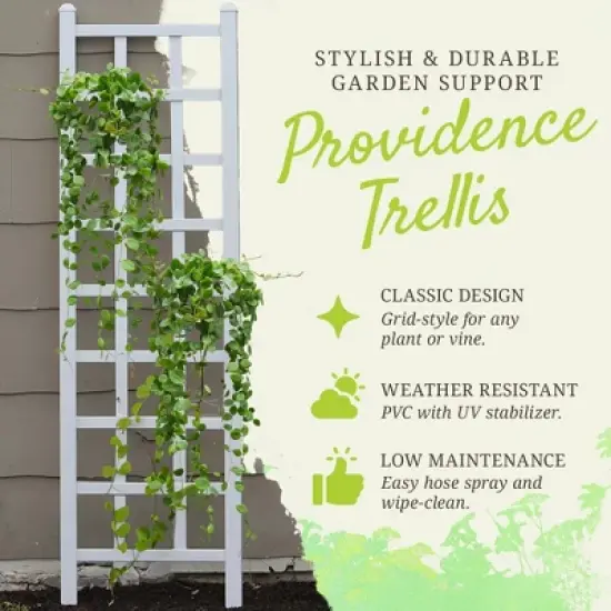 Dura-Trel Providence 22"x75" Indoor Outdoor Garden Trellis Plant Support for Vines & Climbing Plants, Flowers, & Vegetables with Ground Anchors, White image {1}