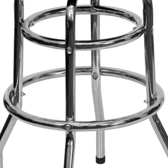 Emma and Oliver Retro Backless Double Ring Chrome Restaurant Dining Barstool image {5}