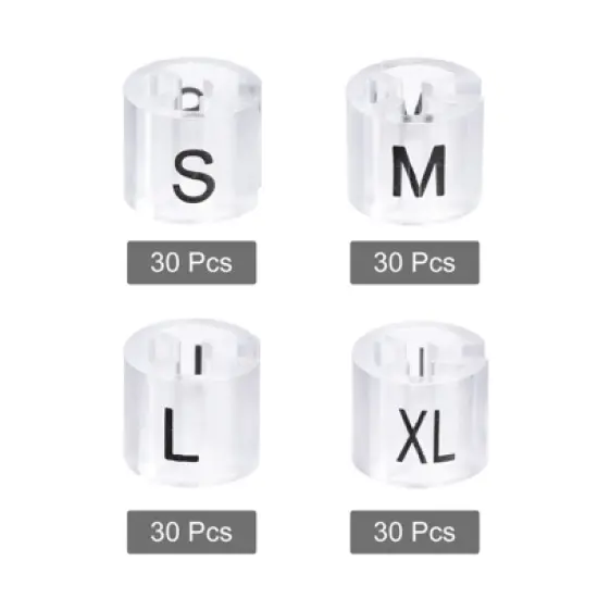 Unique Bargains Clothes Hanger Marker 4 Sizes Fit 0.14" Rod Clear 120 Pcs image {2}