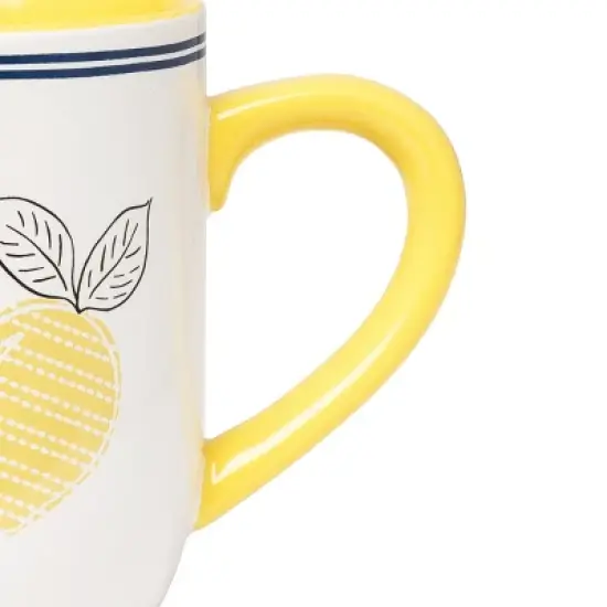 C&F Home Lemon Stripe Mug 16 oz image {2}