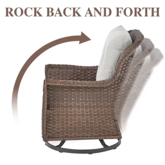 Outdoor Swivel Chair Wicker Patio Glider Chair High Back Swivel Chairs Set of 2 image {4}