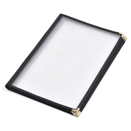 WeChef 20 Menu Covers 5 Page 10 View 8.5 x 14" Legal Restaurant Cafe Fold Black image {3}