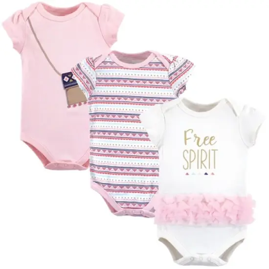 Little Treasure Baby Girl Cotton Bodysuits 3pk, Free Spirit image {1}