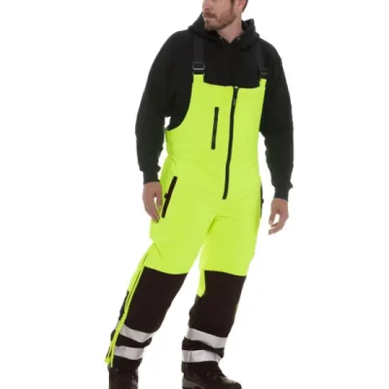 RefrigiWear Insulated Reflective High Visibility Extreme Softshell Bib Overalls image {1}
