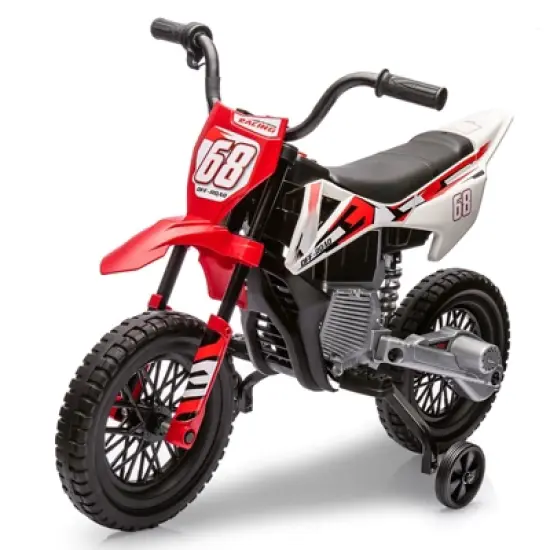 Acekool 12V Electric Dirt Bike Kids Motorcycle with Dual 25W Motors, Twist Throttle, Training Wheels & Suspension, Ride-On Toy for Ages 3+ image {10}